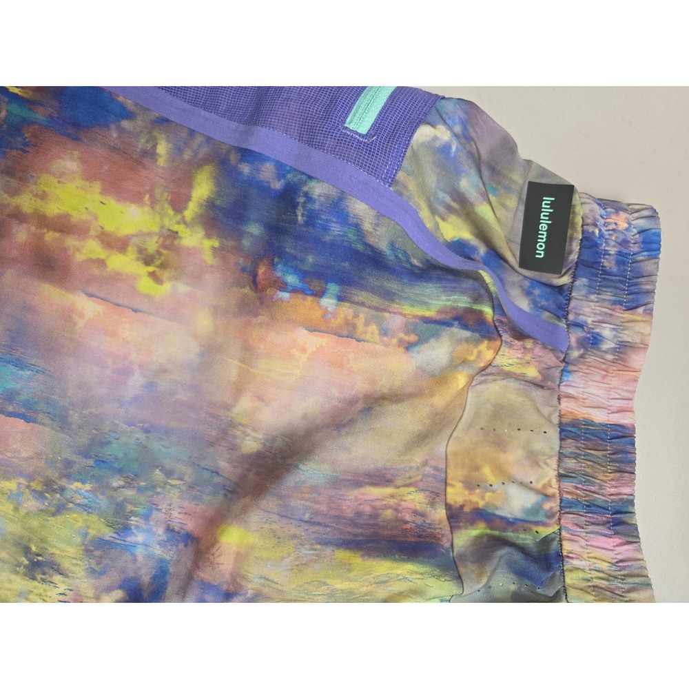 Lululemon Lab Mens Multi Color‎ Abstract Print Cargo Shorts Purple Blue Large